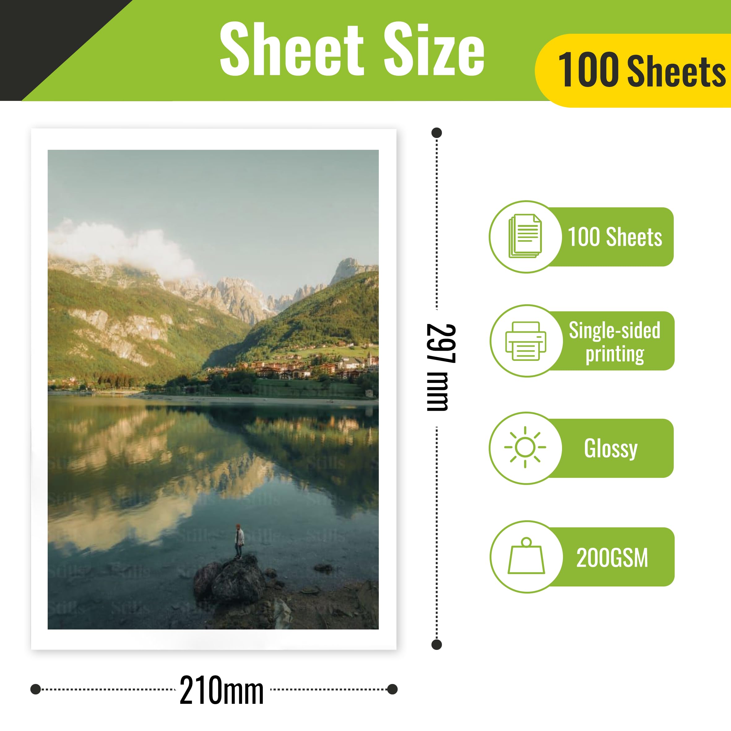 Kamo Błyszczący papier fotograficzny A4, 200 g/m², 100 arkuszy - idealny do zdjęć, plakatów i DIY, kompatybilny z drukarkami atramentowymi