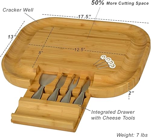 Miniatura 4 de Picnic at Ascot NCAA Texas Longhorns - Tabla de quesocharcutería con licencia oficial de bambú con juego de cuchillos y marcadores de queso