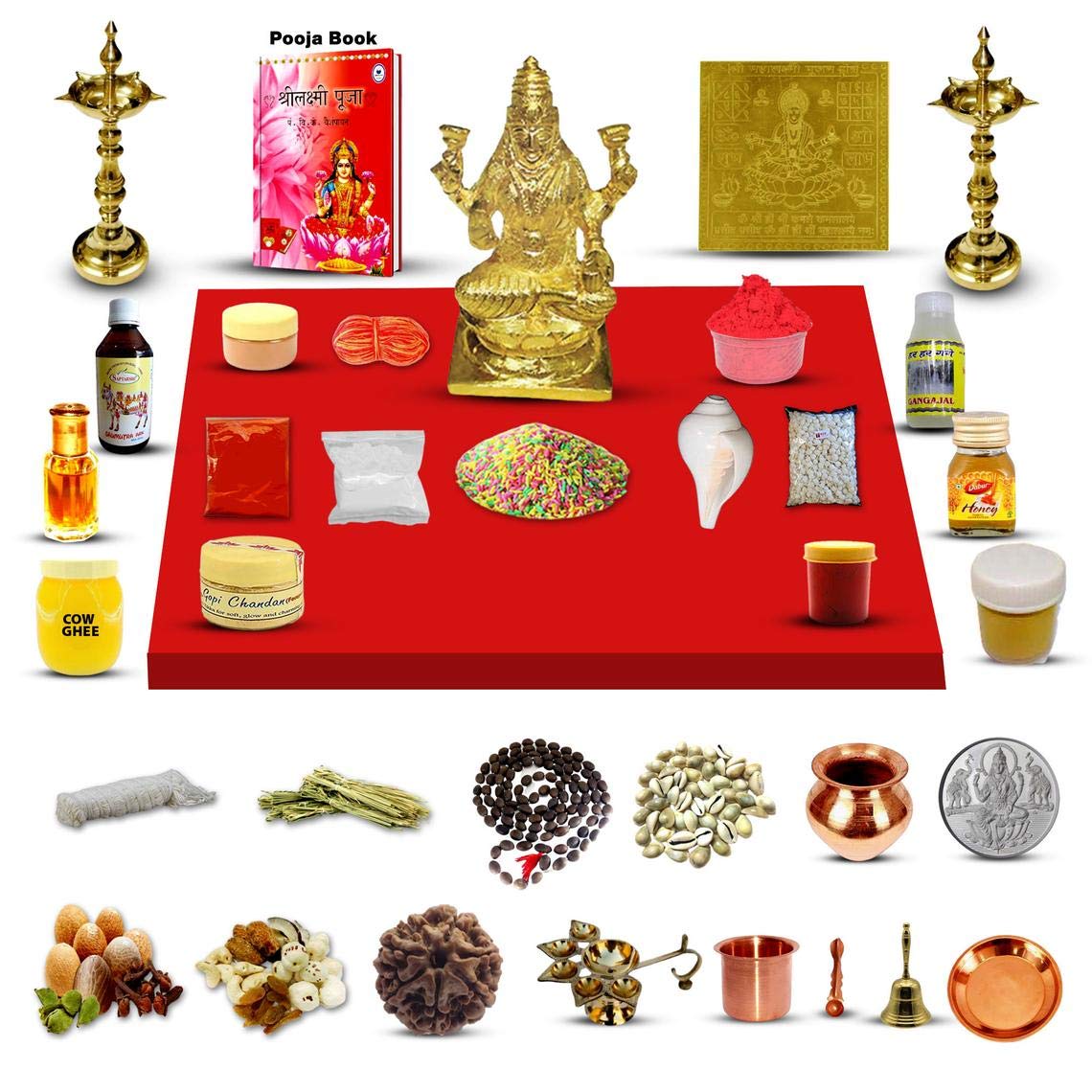 Déesse Laxmi Pujan Samagri pour créer un autel de prière sacré et harmonieux à la maison