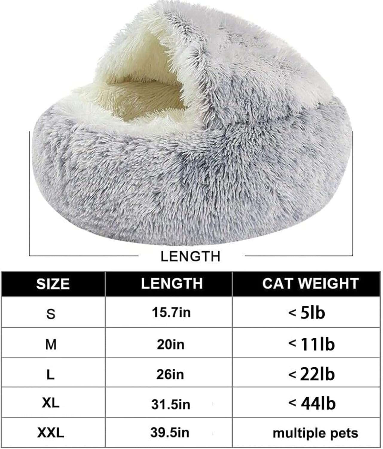 Beds for Household Pets, Semi Enclosed Portable Beds for Pets, Winter Warm Cat Nest Small Size