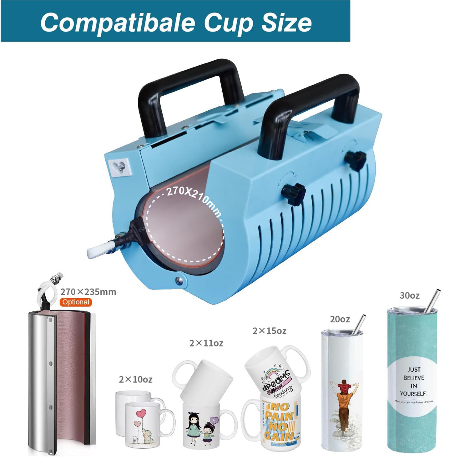Macchina della pressa di Calore del Tumbler per la pressa di Calore della Tazza dell'automobile da 10-30 Once Sublimazione della Macchina della pressa della Tazza del Tumbler Vuoto Sottile