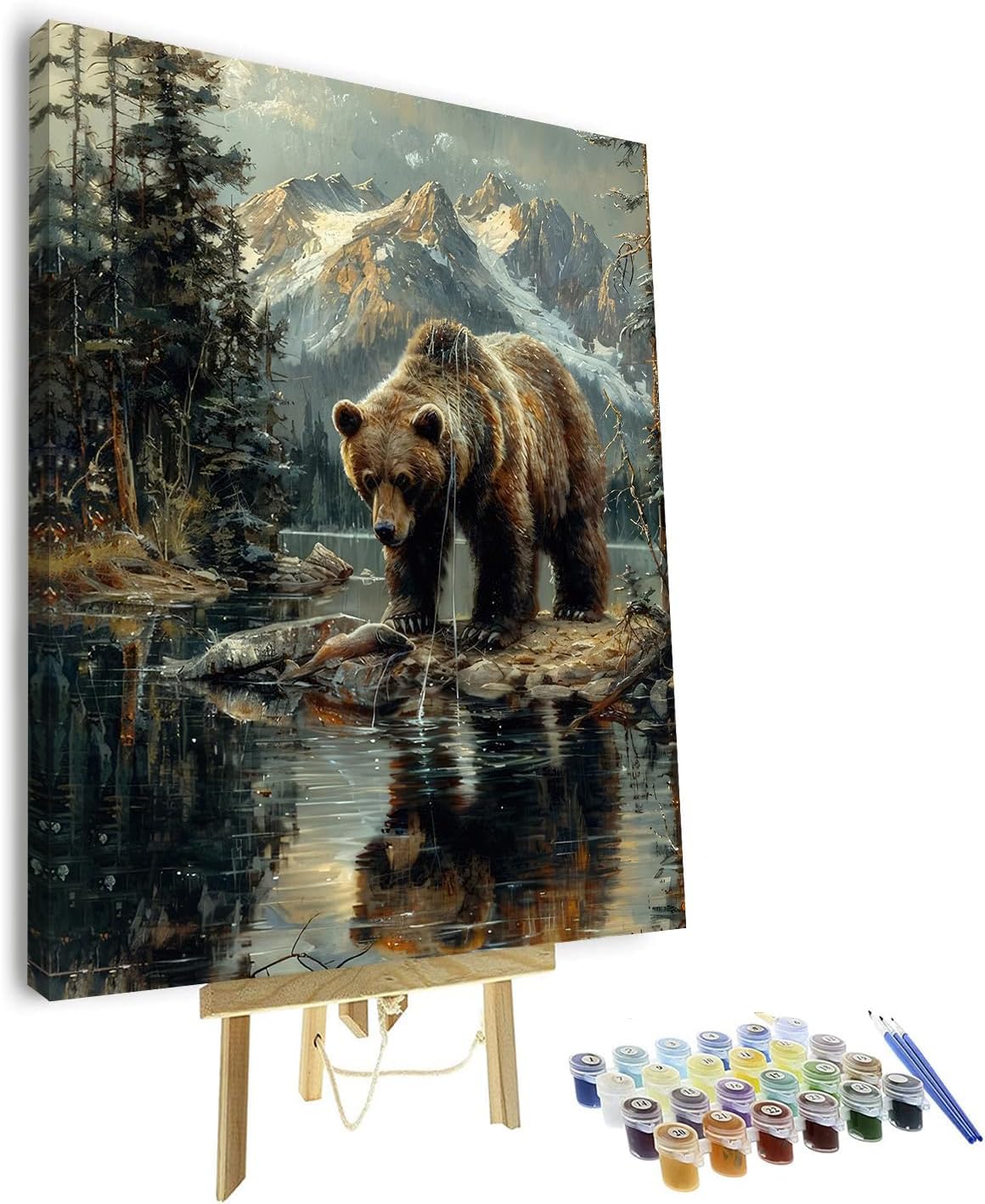 TUMOVO Paint by Number for Adults on Canvas - Puppy and Dog DIY Craft Kit - Animal-Themed Adult Paint-by-Number - 16x20 Inch (Framed)