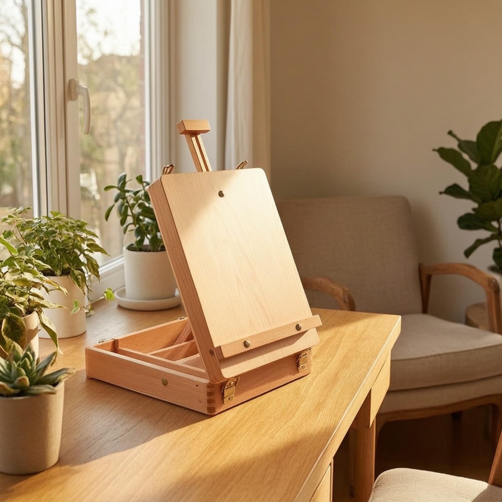 TISHITA Mallte Compact | Table En Bois, Portable, pr déplacement, Artistes, Débutants