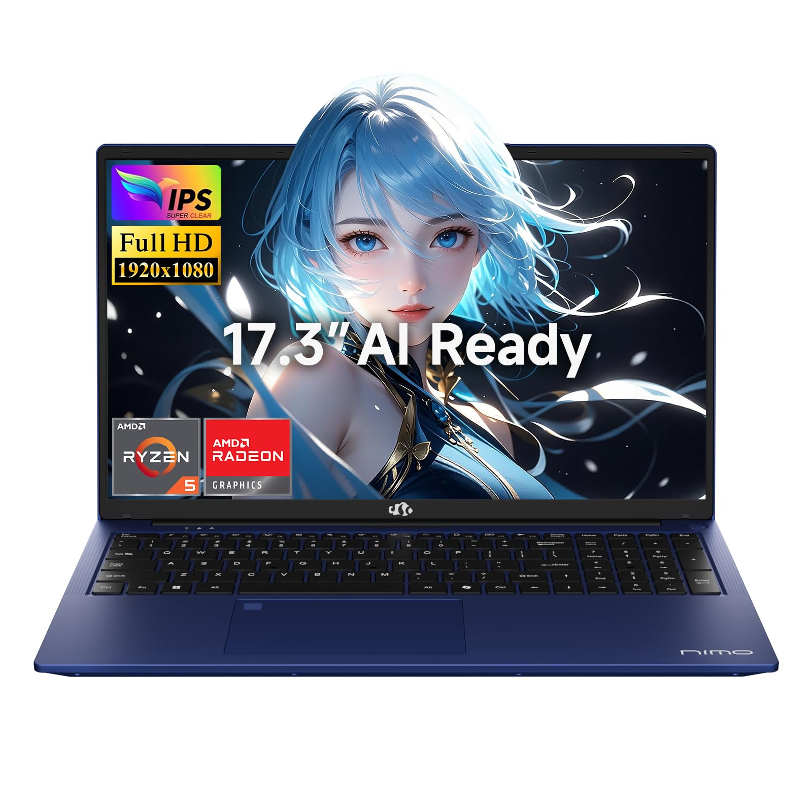 NIMO 17.3" AI Ready Gaming Laptop, Latest AMD Ryzen 5 CPU (Renewed) | 16GB DDR5 RAM, 512GB PCIe4.0 SSD, Radeon 660M, Backlit Keyboard for Gamer Video Creators Multitasking, 2-Yr Warranty