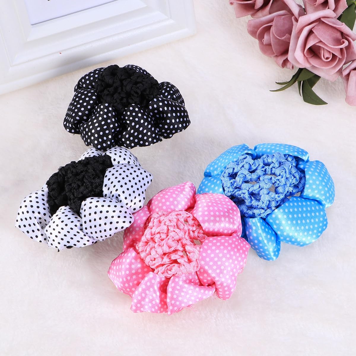 FRCOLOR 4pcs Hair Net Hair Snood Buns Snood Net Elastic Bun Nets for Dance Knotts Miss Lace, As Shown - Image 3