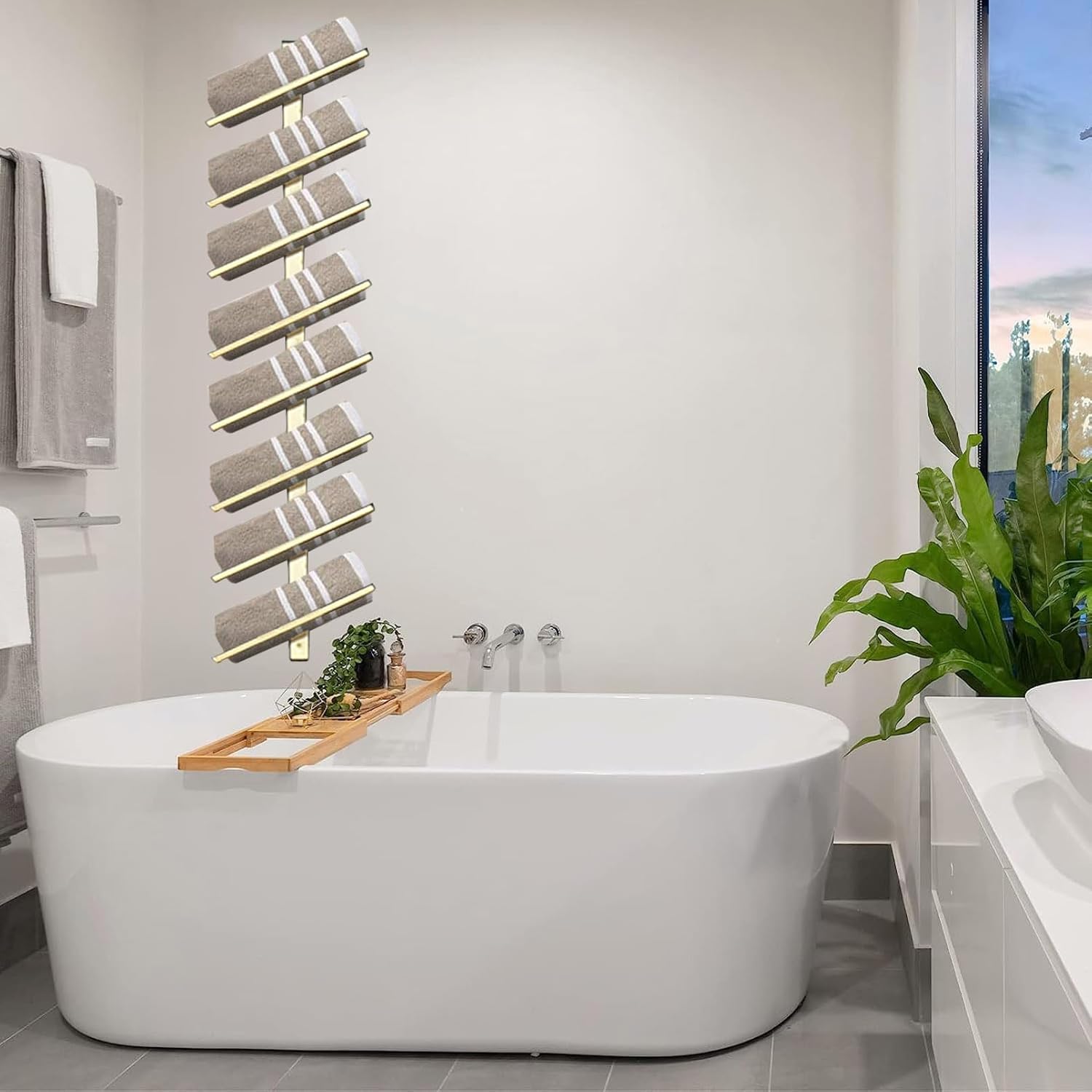 Modern Gold Wall Mounted Wine Rack for 6 Bottles Stylish Hanging Wine Holder and Shelf for Decor and Storage Space Saving Wine Display (1PC)