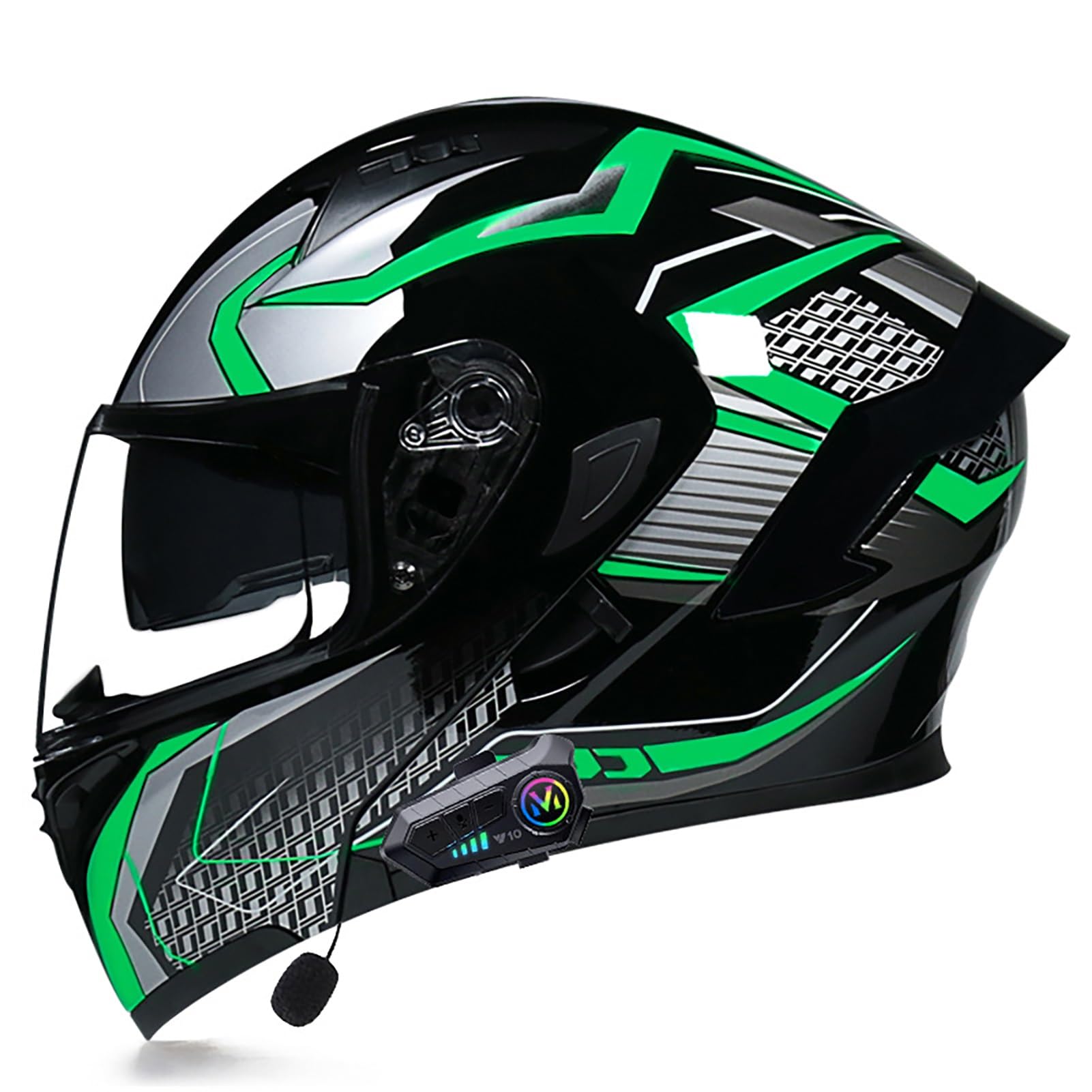 Casco De Motocicleta Abatible con Bluetooth Y Doble Visera, Casco Integral con Auriculares Bluetooth For Hombre Y Mujer, Casco Modular con Bluetooth Homologado por ECE