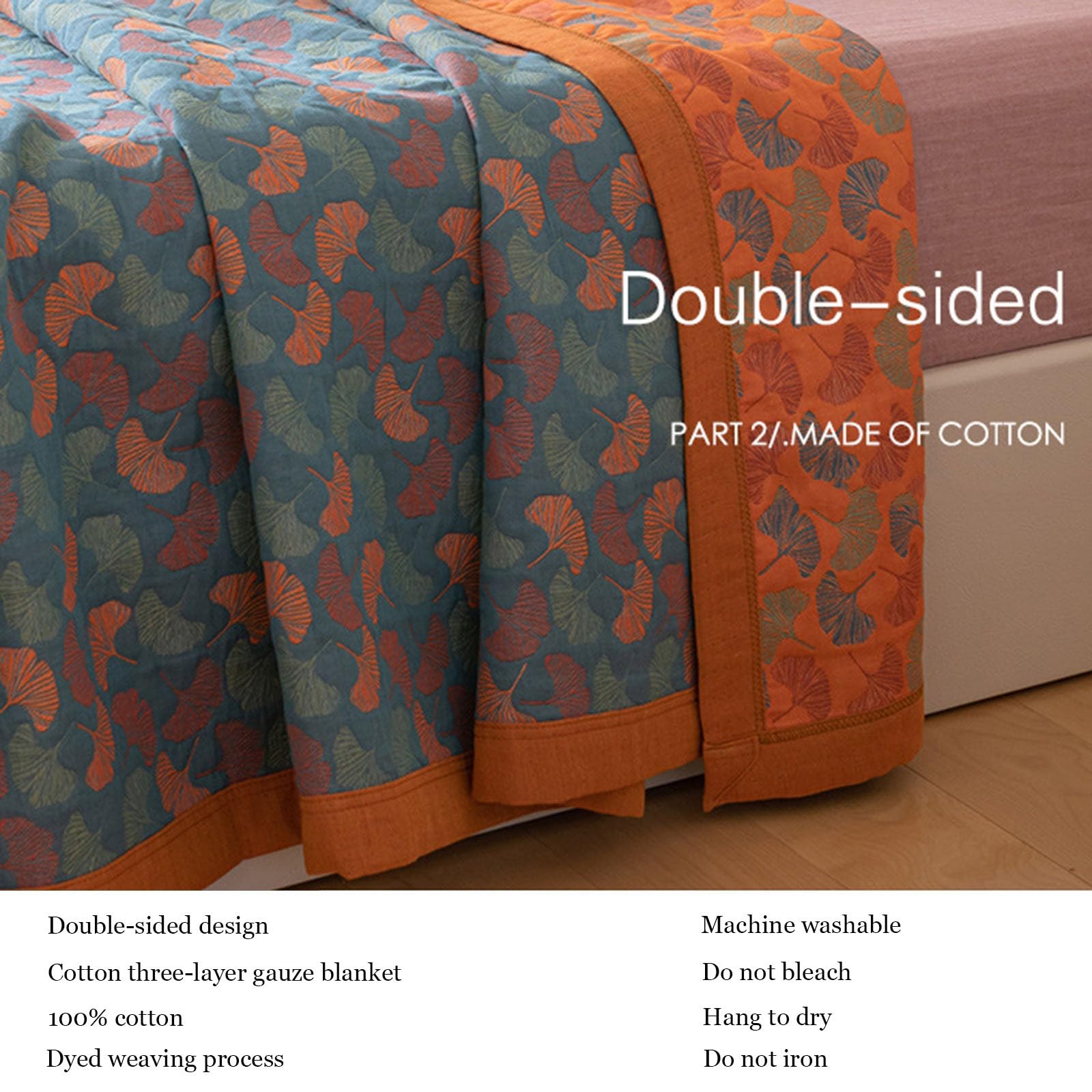 Omkeerbare Ginkgo Leaf Quilt deken - Stijlvolle Lichtgewicht Home Deken