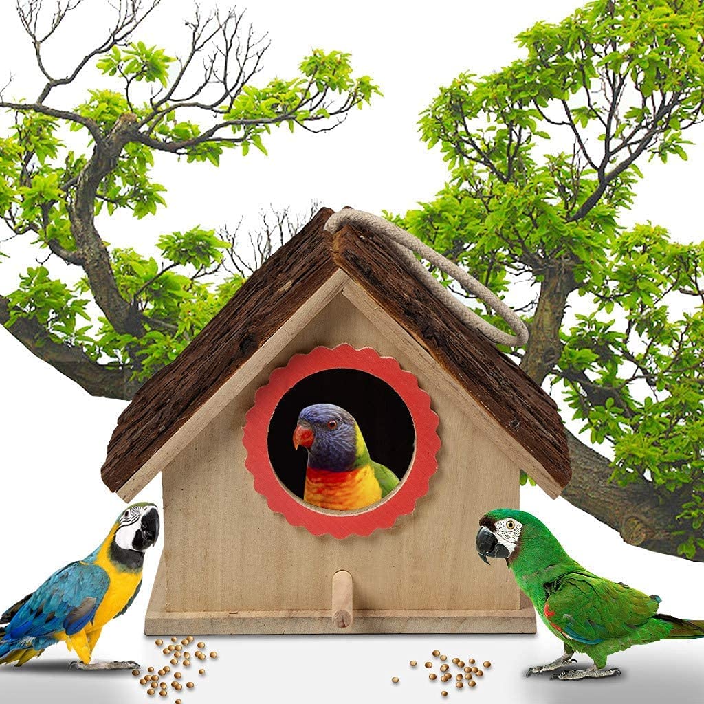 Ancllo Cedar Wooden Bird House Hanging Hummingbird Nest Natural Outside Garden Patio Decorative For Dove Finch Wren Robin Sparrow Hummingbird