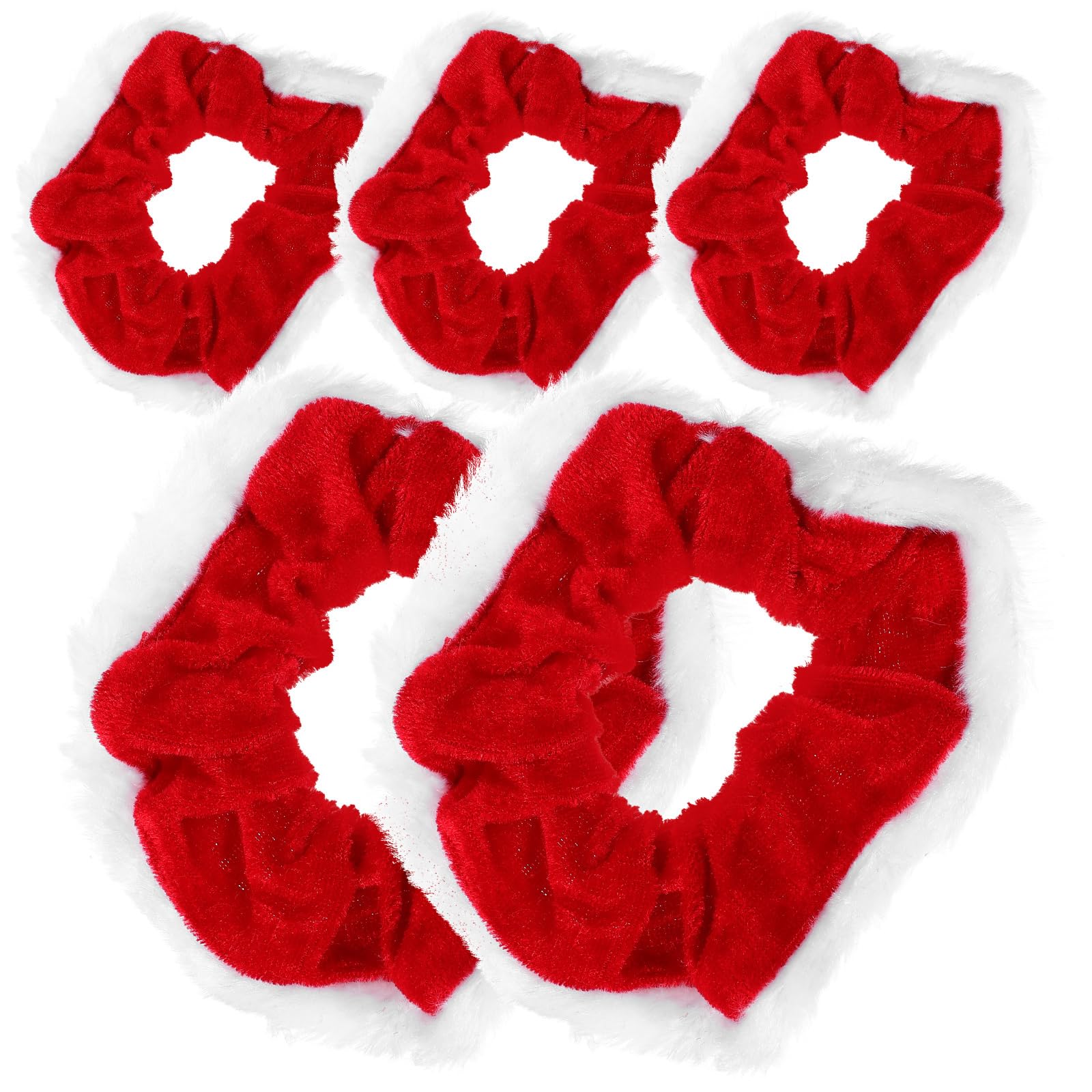 BESPORTBLE Christmas Scrunchies, 5Pcs Christmas Hair Accessories Red and White Christmas Scrunchie Christmas Hair Ties for Women Girls