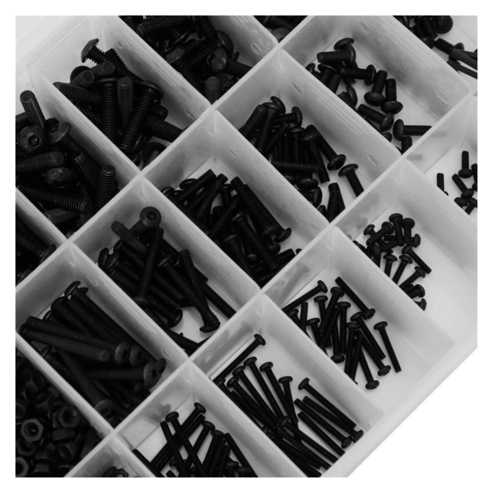 WQAZ Tornillo 1080 unids de Acero al Carbono Hex Semicircular Tuerca de Tornillo Tornillo Llave de arandela Plana Llave combinación Conjunto Negro Tornillo de Madera y Tuerca mecánico