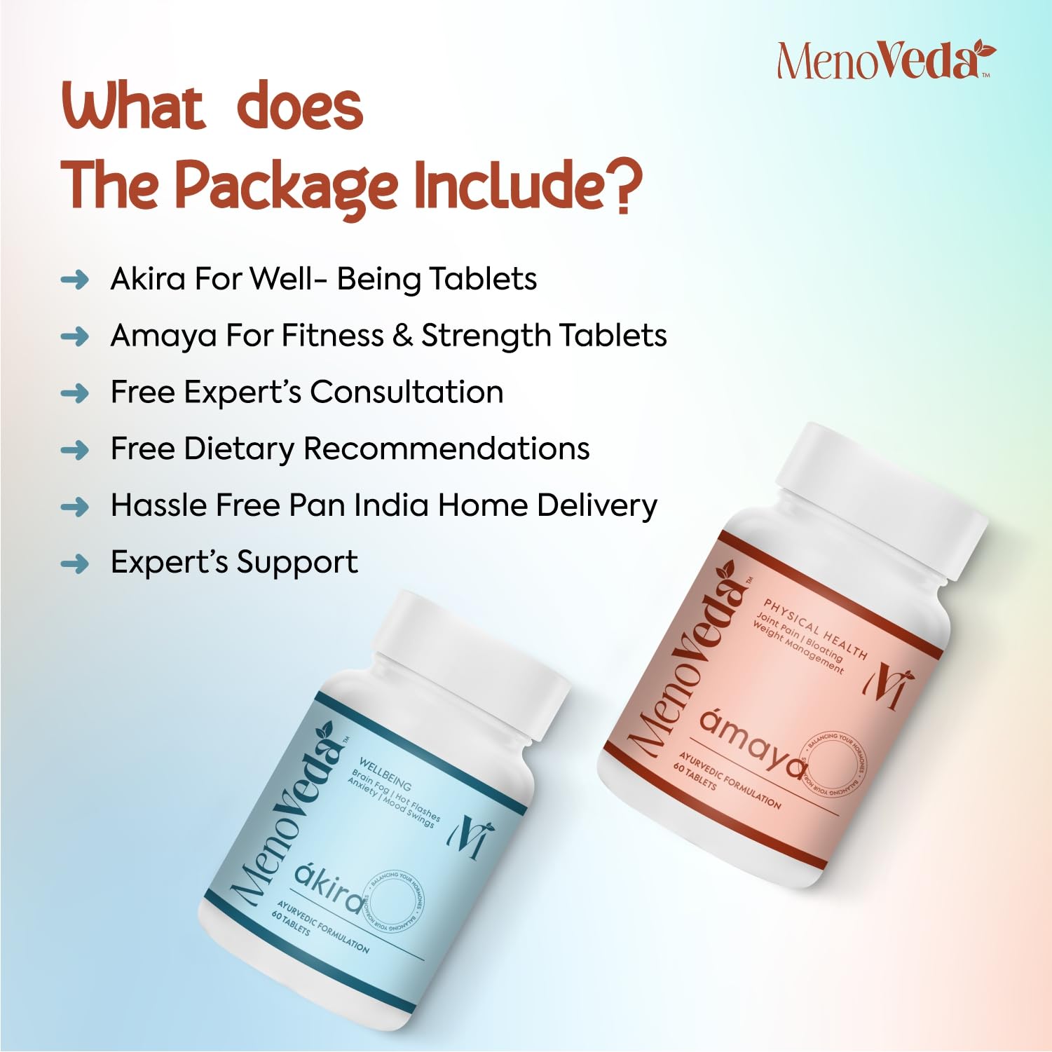 Menoveda Akira Amaya Combo For Emotional Wellbeing and Physical Health | Perimenopause & Menopause Supplements For Women | Balances Hormone Naturally | Helps Managing Hot Flashes Weight Gain, Sleep Issues | 1 Month Supply - 120 Tablets 4