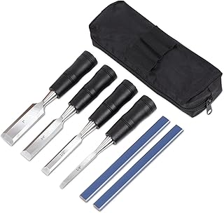 4-piece wood chisel set for woodworking，2pc carpenters pencils, packed in storage chisel pouch