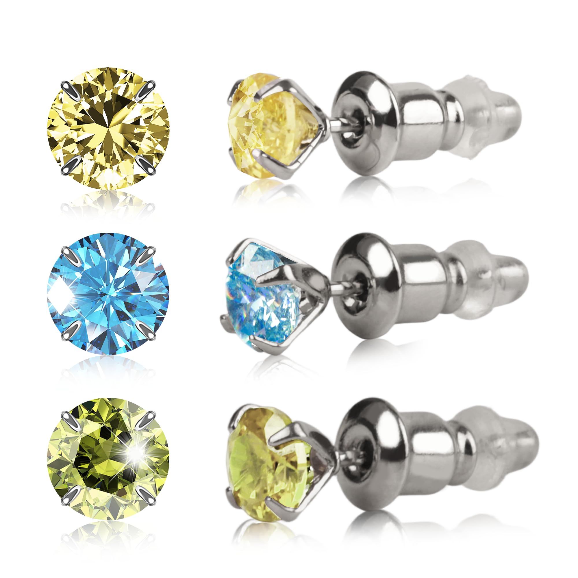 DENIKS ピアス 両耳用 耳飾り 3セット レディース ジルコニア K18 金属アレルギー対応 小さい シンプル アクセサリー パーティー プレゼント お祝い おしゃれ