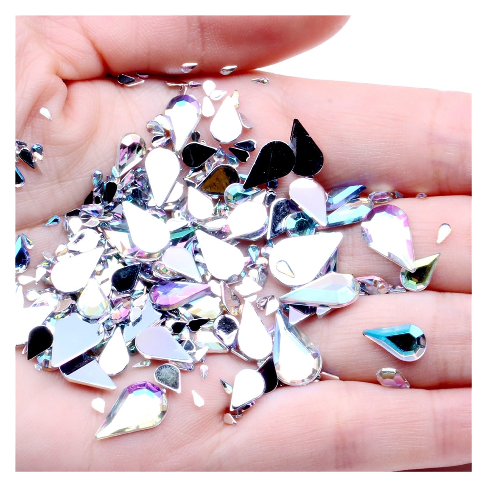 10000 STÜCKE Big Pack Acryl Strass Träne Flatback Kristall AB Flache Rückseite Nagel Strass 3D Nail Art Dekorationen DIY Werkzeug wanglan(Color:5x8mm 10000pcs)