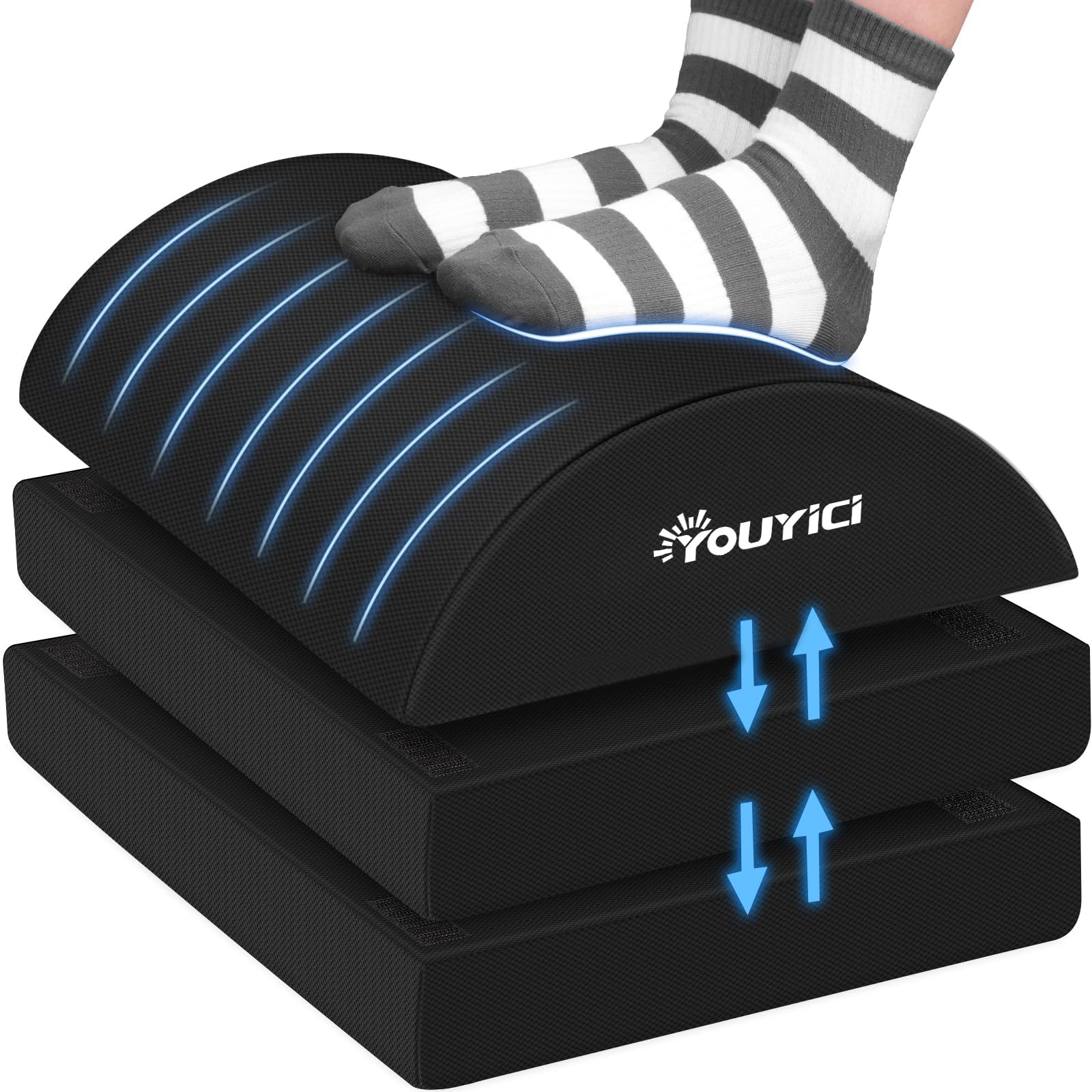 Foot Rest for Under Desk at Work, Gaming Accessories Foot Stool with 3 Adjustable Heights, Memory Foam Foot Rest Cushion Ergonomic Footrest for Office, Home and Car