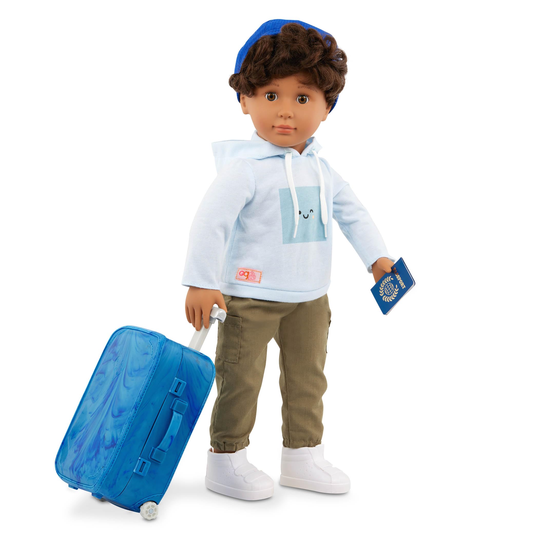 Our Generation - Milo - 18-Inch Boy Doll - Lifelike Hazel Eyes & Curly Brown Hair - Rolling Luggage & Travel Accessories - Pretend Play - Toy for Kids 3 Years & Older — image 1