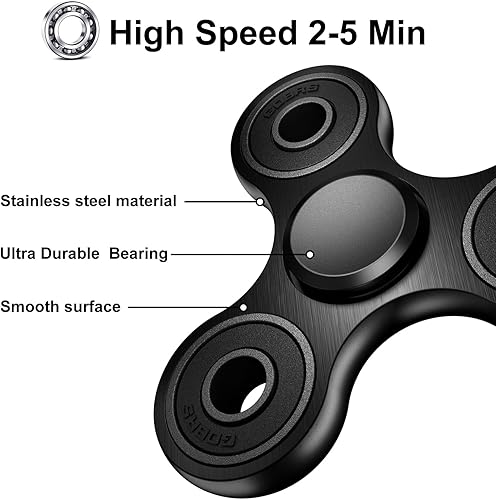 Miniatura 9 de Juguete giratorio de metal de acero inoxidable con rodamientos de alta velocidad de 2 a 5 minutos, EDC ADHD estrés ansiedad alivia reductor juguetes