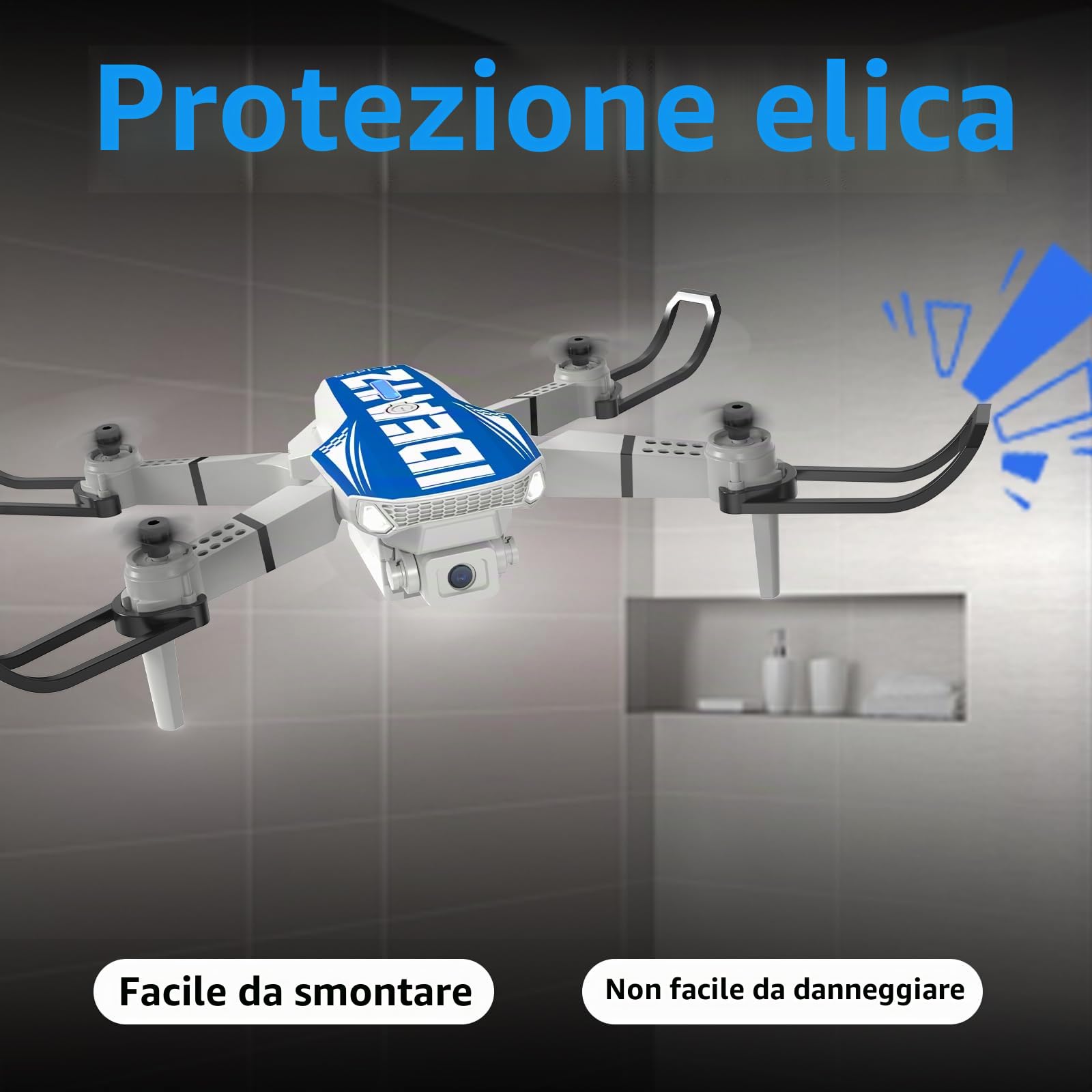 Mini Drone con Telecamera 1080P, IDEA12 Drone con Posizionamento Flusso Ottico, Evitamento Ostacoli 270°, Modalità Senza Testa, Quadcopter Droni con Trasmissione WiFi per Adulti