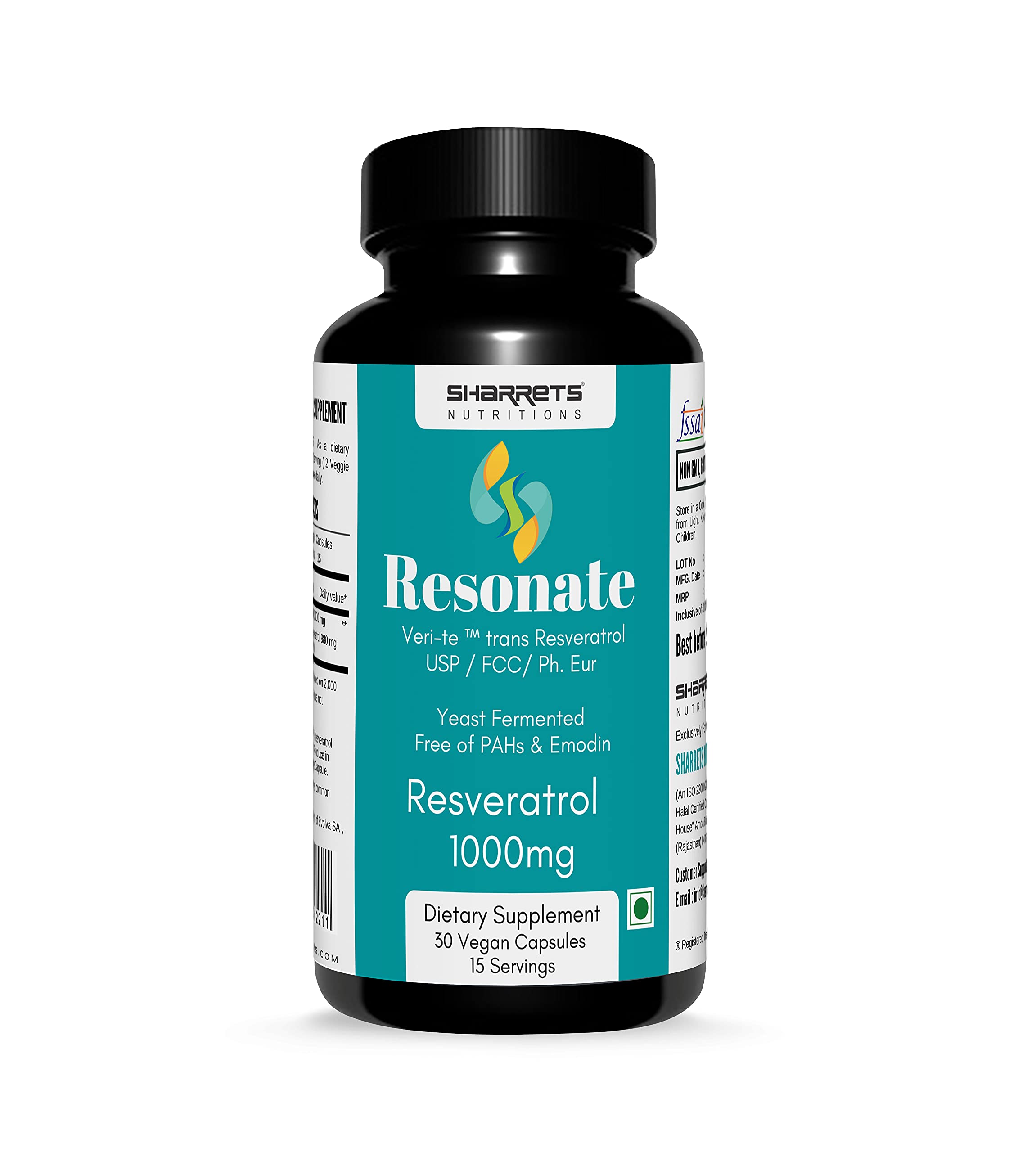 Buy Sharrets trans Resveratrol Supplement Capsules, 1000mg/Serving