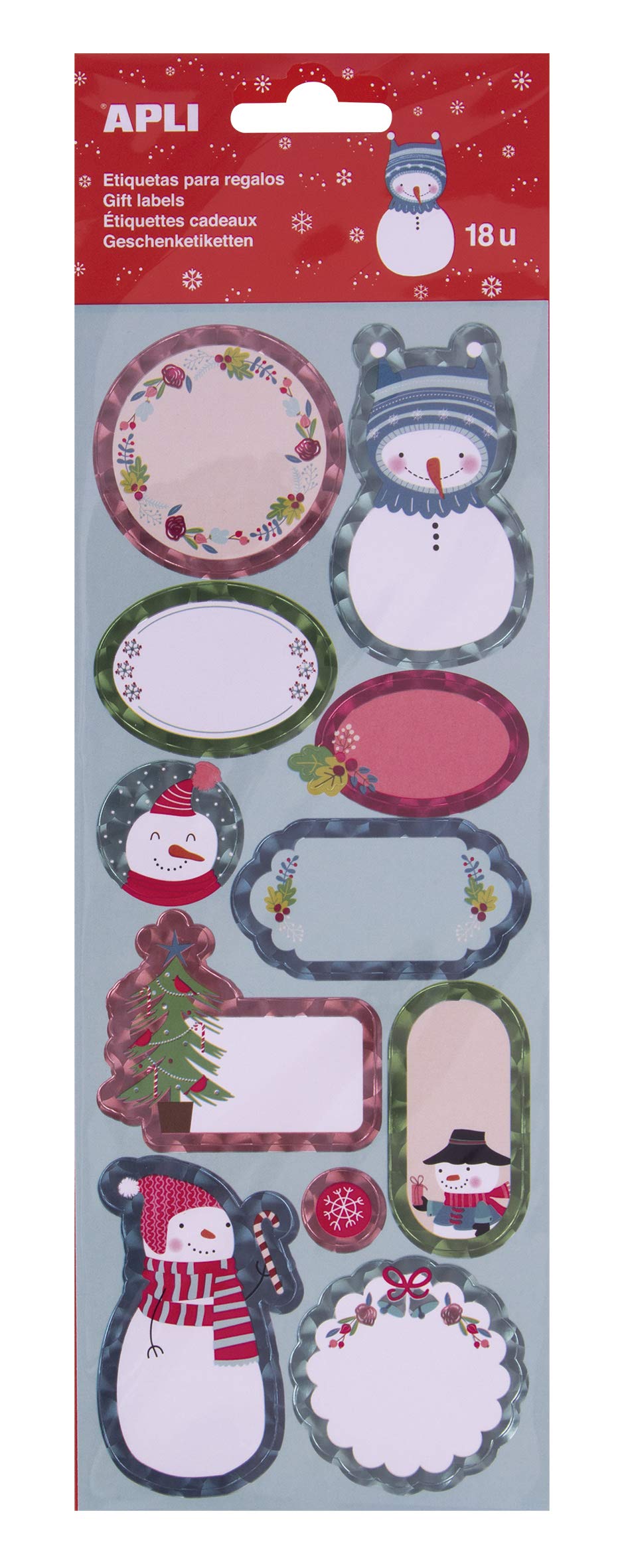 APLI Kids Weihnachts-Geschenkanhänger, 12 Aufkleber Zum Beschriften & Dekorieren Von Weihnachtsgeschenken