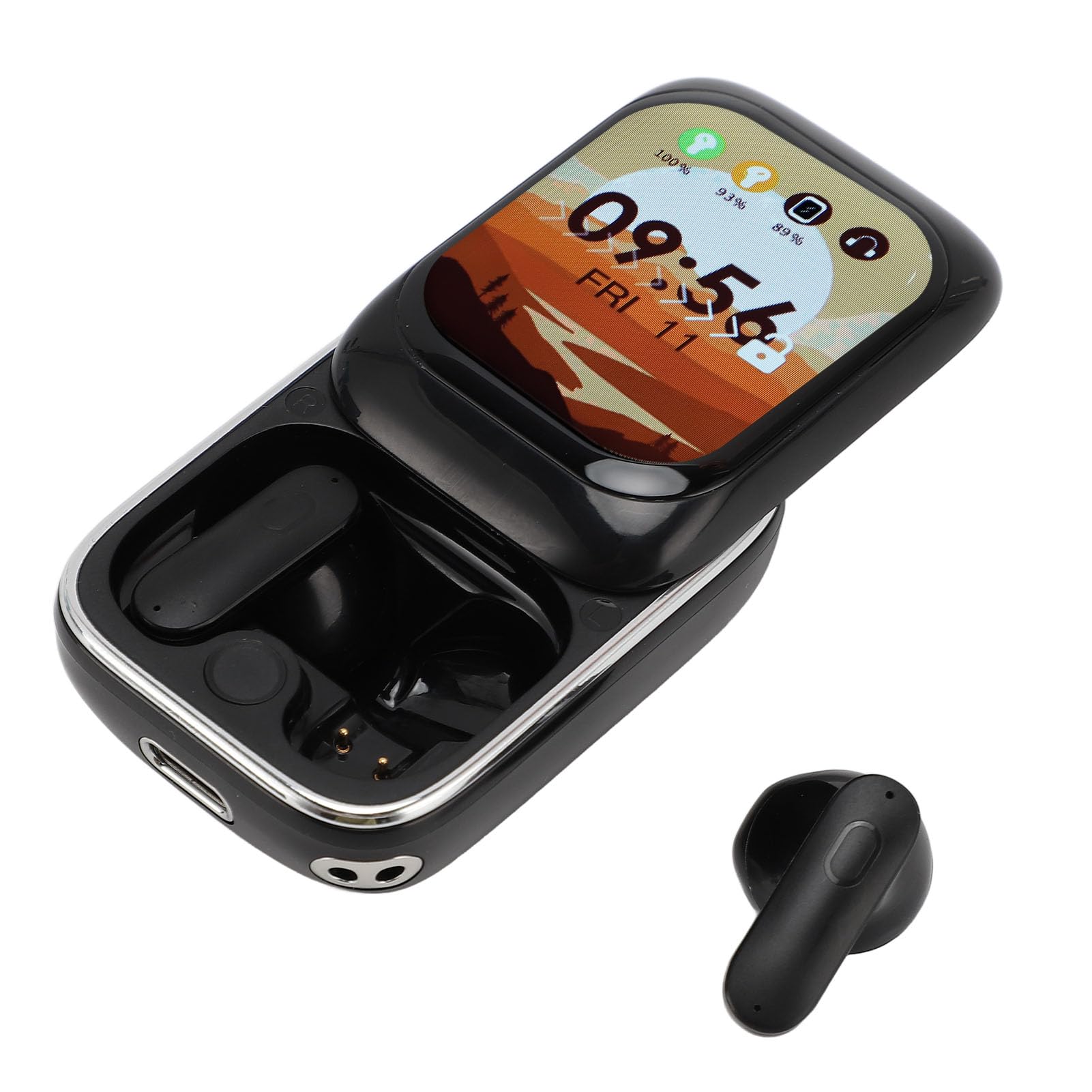 Słuchawki Douszne Bluetooth z Ekranem Dotykowym, Bezprzewodowe Słuchawki z Ekranem Wielofunkcyjnym, Wbudowany Odtwarzacz MP3, Obsługa powiadomień z Aplikacji, Długotrwała