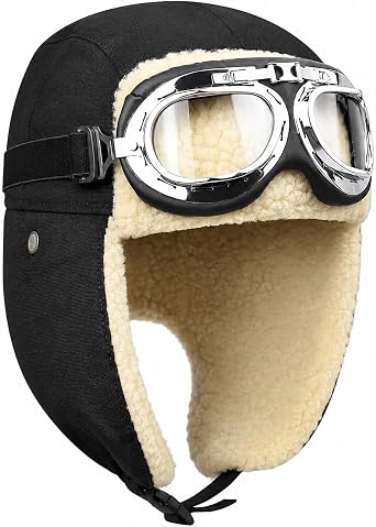 Winter Aviator Hat with Goggles   Versatile Trapper Ski Hat, Adjustable Winter Hat for Outdoor Sports, Fashionable Winter Hats for Men