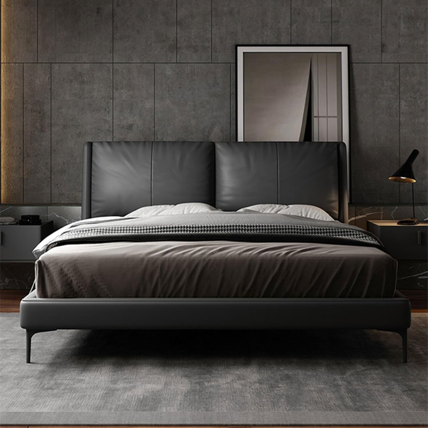 Black Simplicity Modern Queen Size Platform Bed Wooden Slats Support Queen Size Lift Up Storage Bed Noise-Free