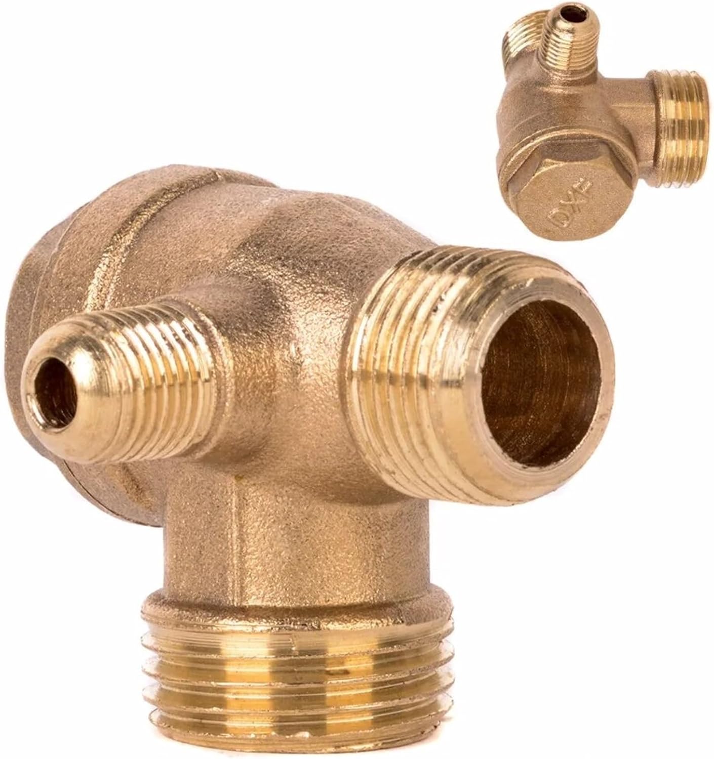 1pc New 3 Port Check Valve Brass Zinc Alloy Aluminum Alloy Male Thread Check Valve Connector Tool For Air Compressor(Zinc Alloy)