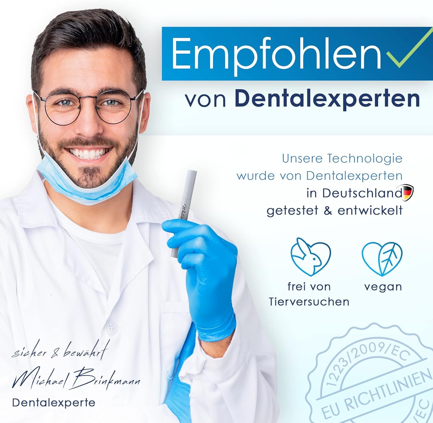 Whitesensation® Set di sbiancamento dei denti premium con guida a LED, penna gel e strisce [l'originale] – Sbiancare i denti per denti bianchi in 6 giorni – Sbiancamento dei denti e sbiancamento –