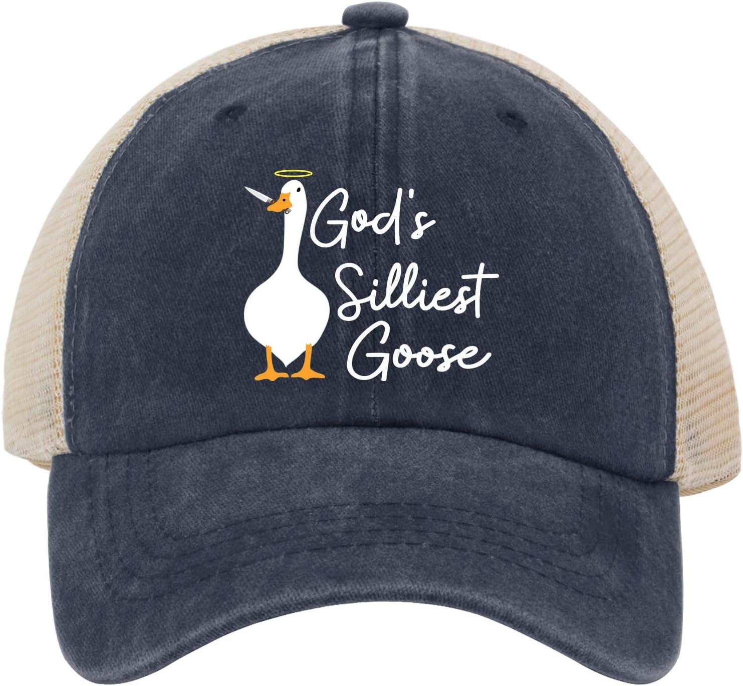 Funny Goose Hat Silly Goose On The Loose Trucker Hat Women Vintage Mesh Cap for Summer - Image 8