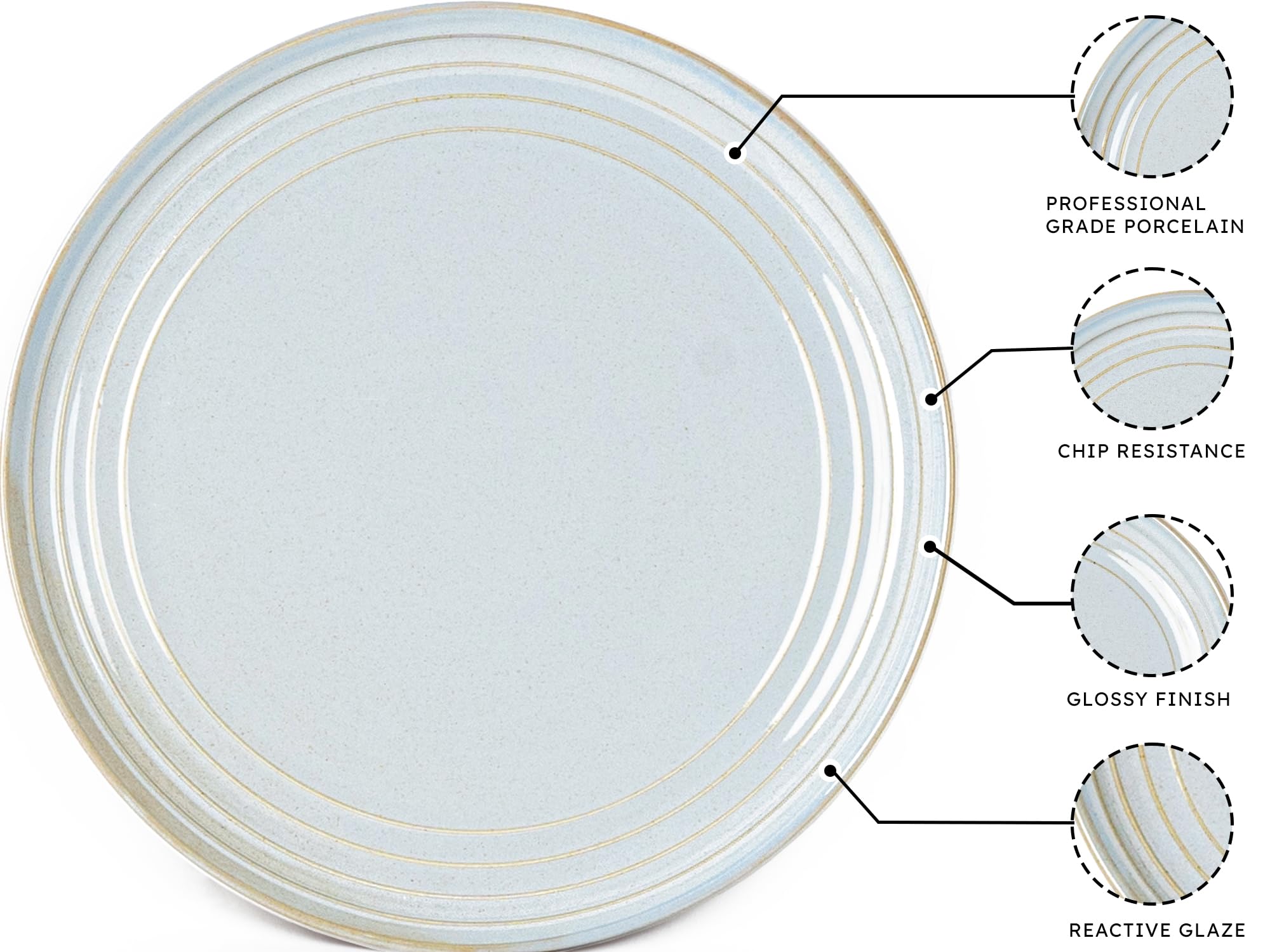 Bodhi House Arctic Blue Dinner Plates - Set of 4 -6