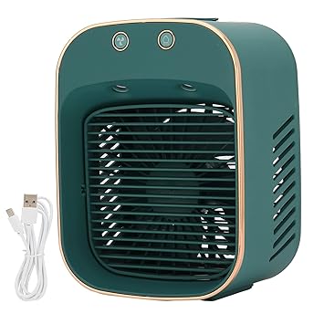 Portable Humidification Air Conditioner Fan, 5 Levels Wind Speed Adjustable, USB-Powered Mini Humidification Fan for Office Family Bedroom Dormitory (Dark Green)