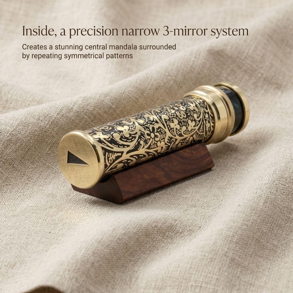 RII Kaléidoscope classique en laiton laqué gravé à la main, idéal pour quelqu'un de spécial, 17,8 x 3,8 cm