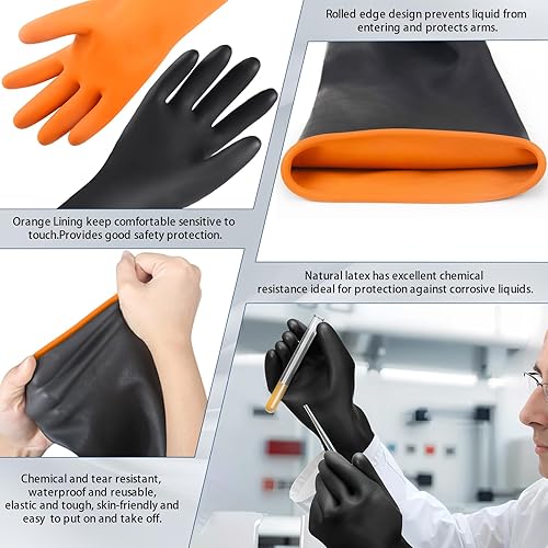 Miniatura 3 de 2 pares de guantes largos de goma resistentes de látex de manga larga para hombres y mujeres