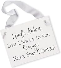 Wedding Ring Bearer Sign - Uncle Last Chance To Run Sign (Personalized with Custom Groom's Name) Handcrafted Accessory for Flower Girl or Ring Bearer | Niece or Nephew of Bride and Groom