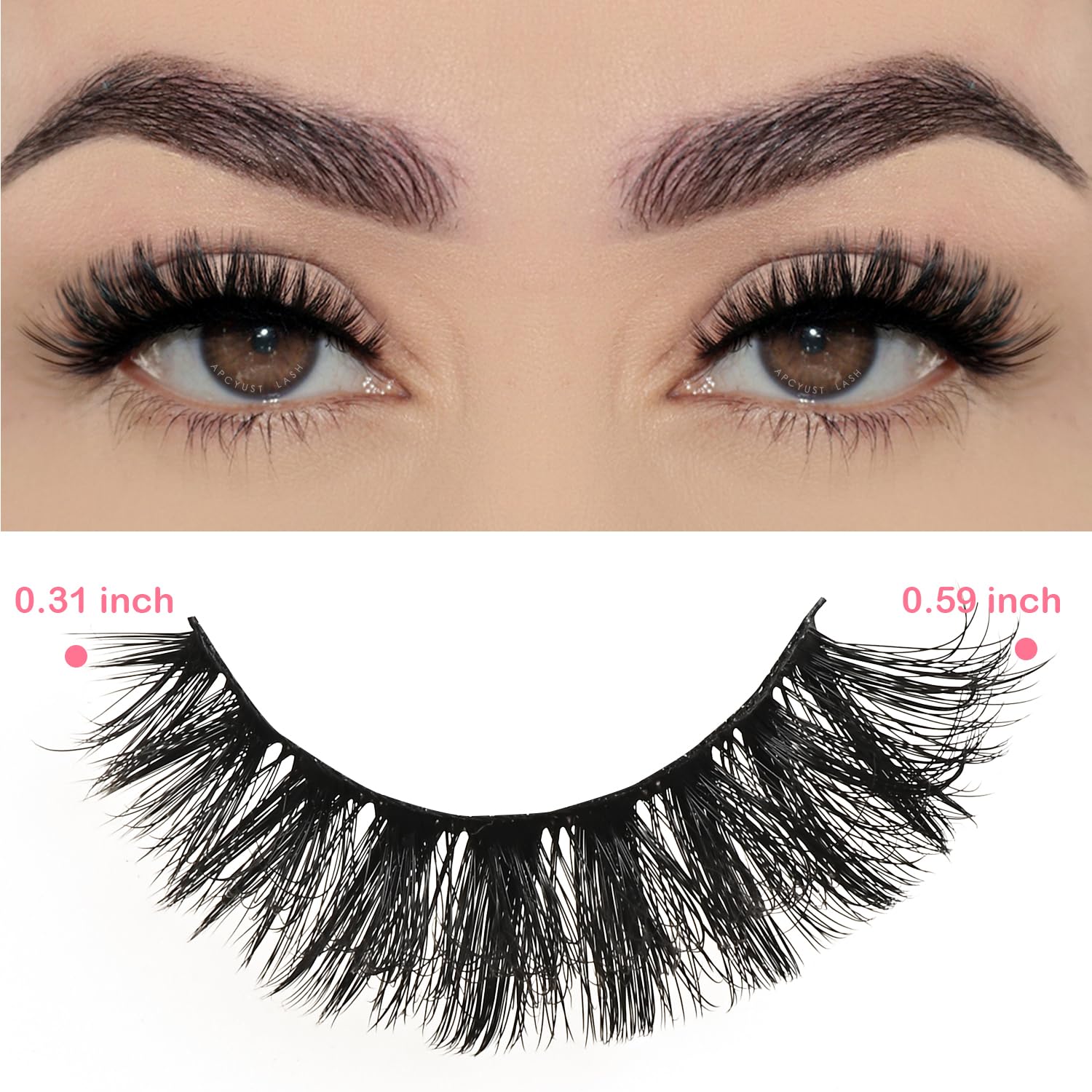 APCYUST Wispy Lashes Bulk 30 Pairs Natural Volume Eyelashes Wholesale Cat Eye Strip Lash Sets Short Thick Fluffy False Mink Eyelash Strips Full Small Fake Pestañas Postizas with Portable Pack
