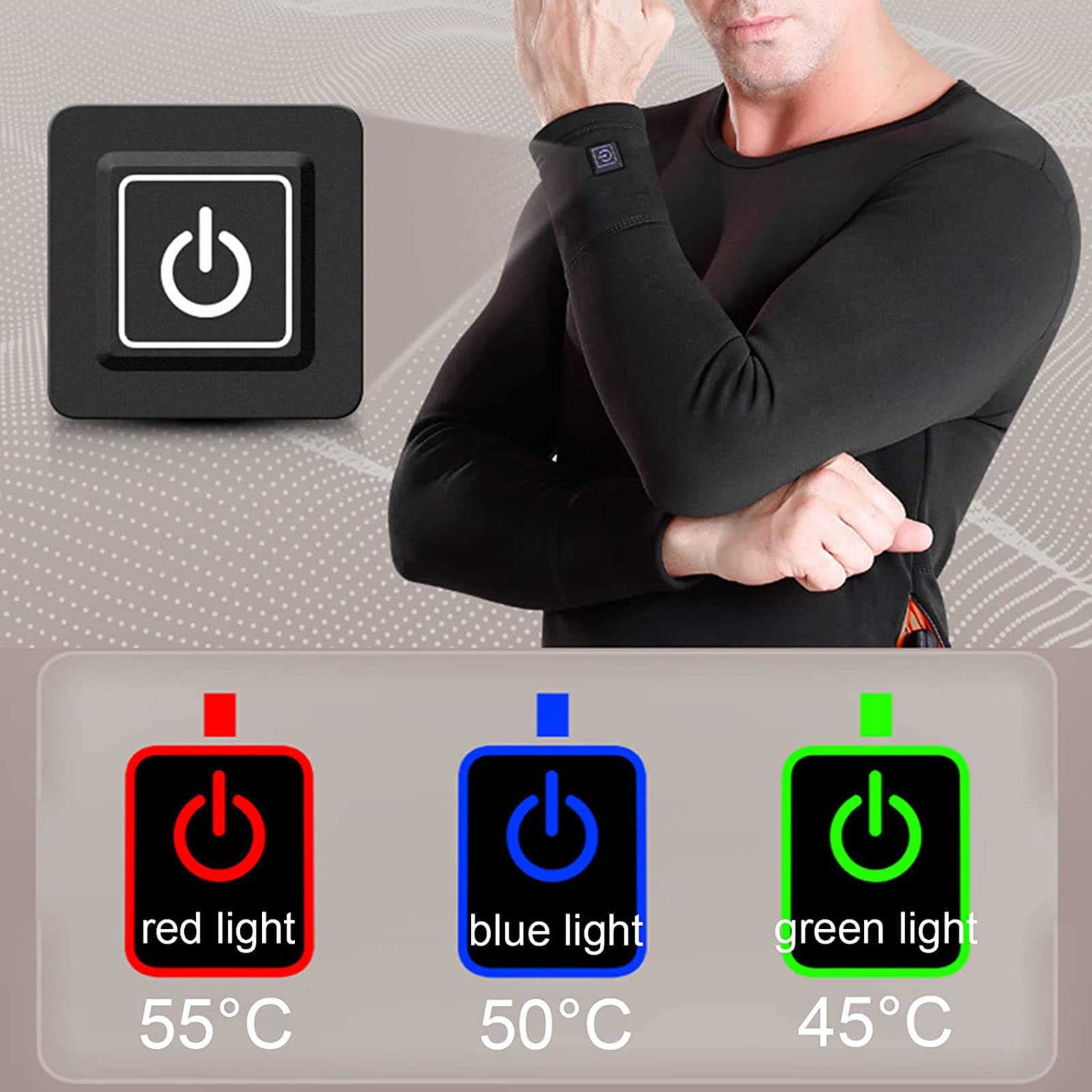 Conjunto de Ropa Interior Trmica Calefactables -Trmica Elctrico Negro (Top + Pantalones) - con 3 Configuraciones de Calor y Batera Ropa Interior Trmica Frio Extremo Conjuntos Trmicos