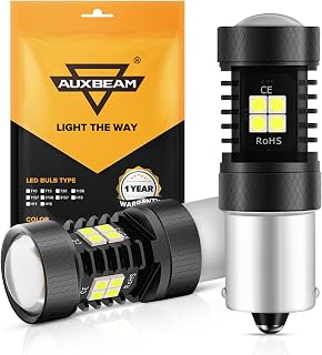 Auxbeam 1156 LED Bulb White, 300% Brighter P21W 1141 BA15S Bulbs with Projector for Backup Reverse Lights DRL Parking Lights (Need Resistors for Brake or Turn Signal Light Use)