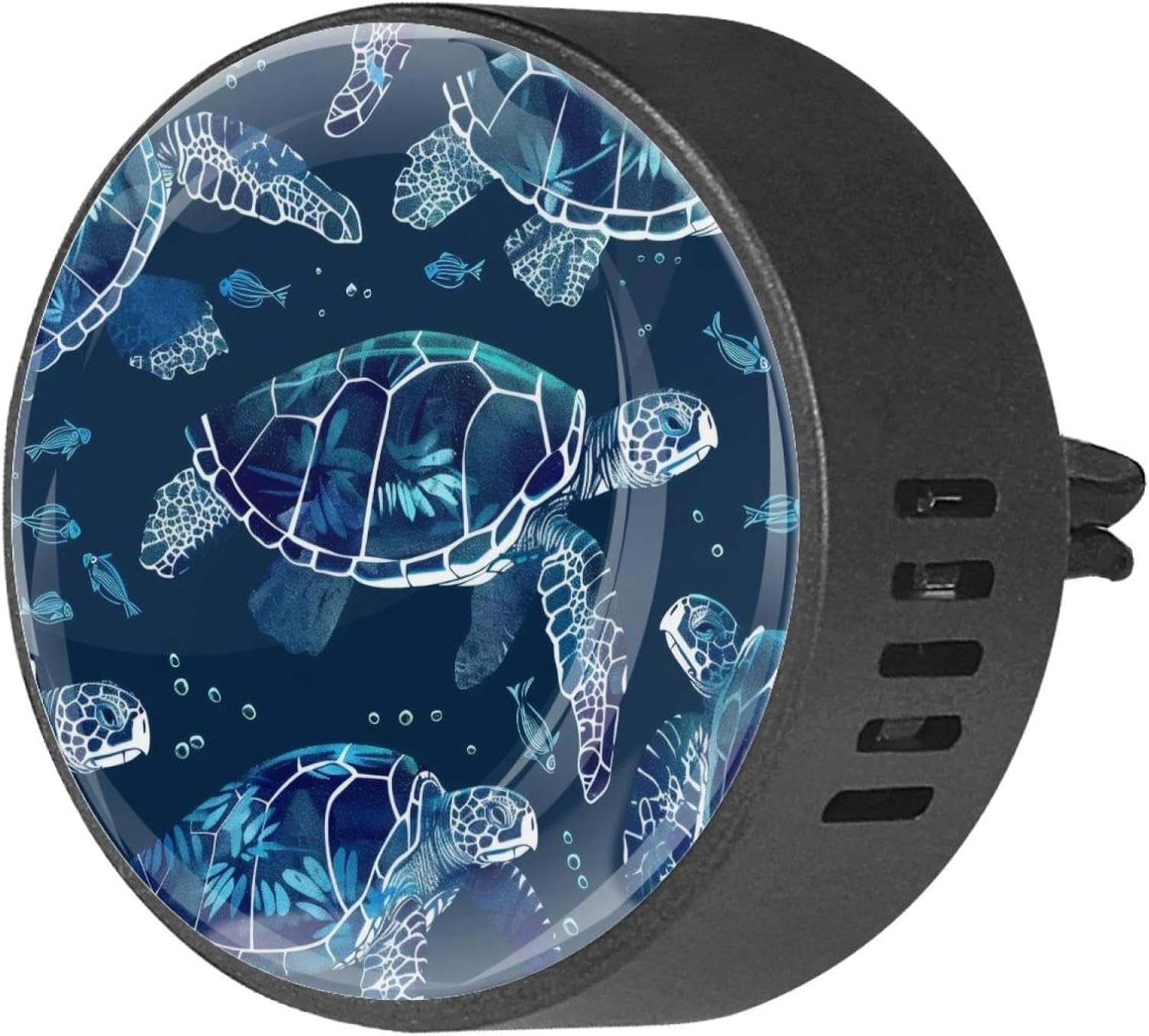 VAPOKF 2 PCS Vent Clips Car Air Freshener with Blue Turtles and Fishes Prints, Aromatherapy Essential Oil Diffuser