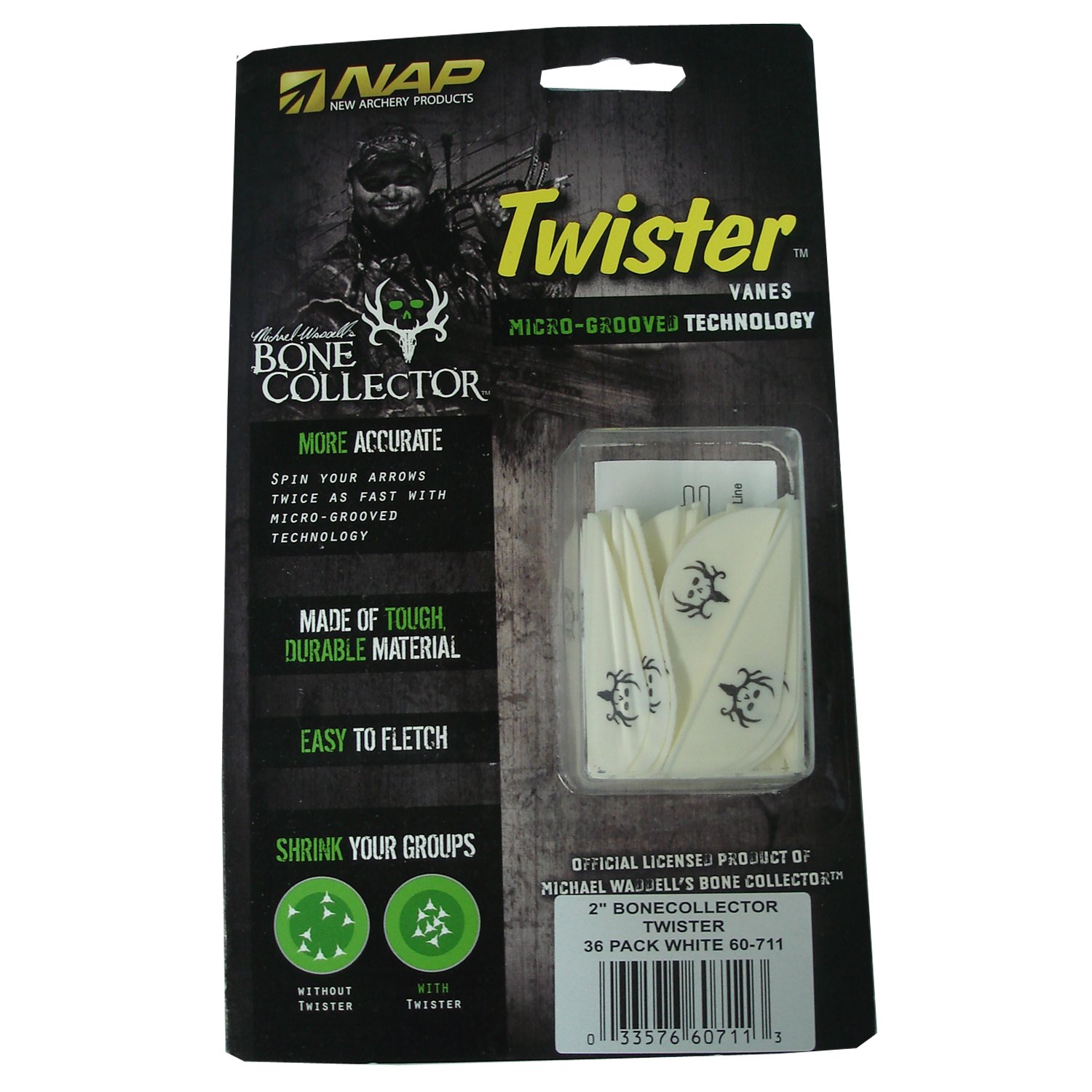 New Archery Products NAP Twister Bonecollector Vanes (White) 36-Pack