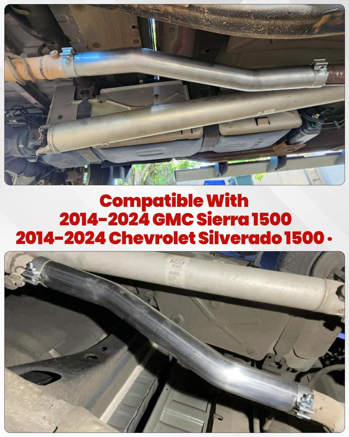 T409 Stainless Steel Muffler Bypass Exhaust,Compatible With 2014-2021 Silverado 1500/Sierra 4.3L V6 and 5.3L V8