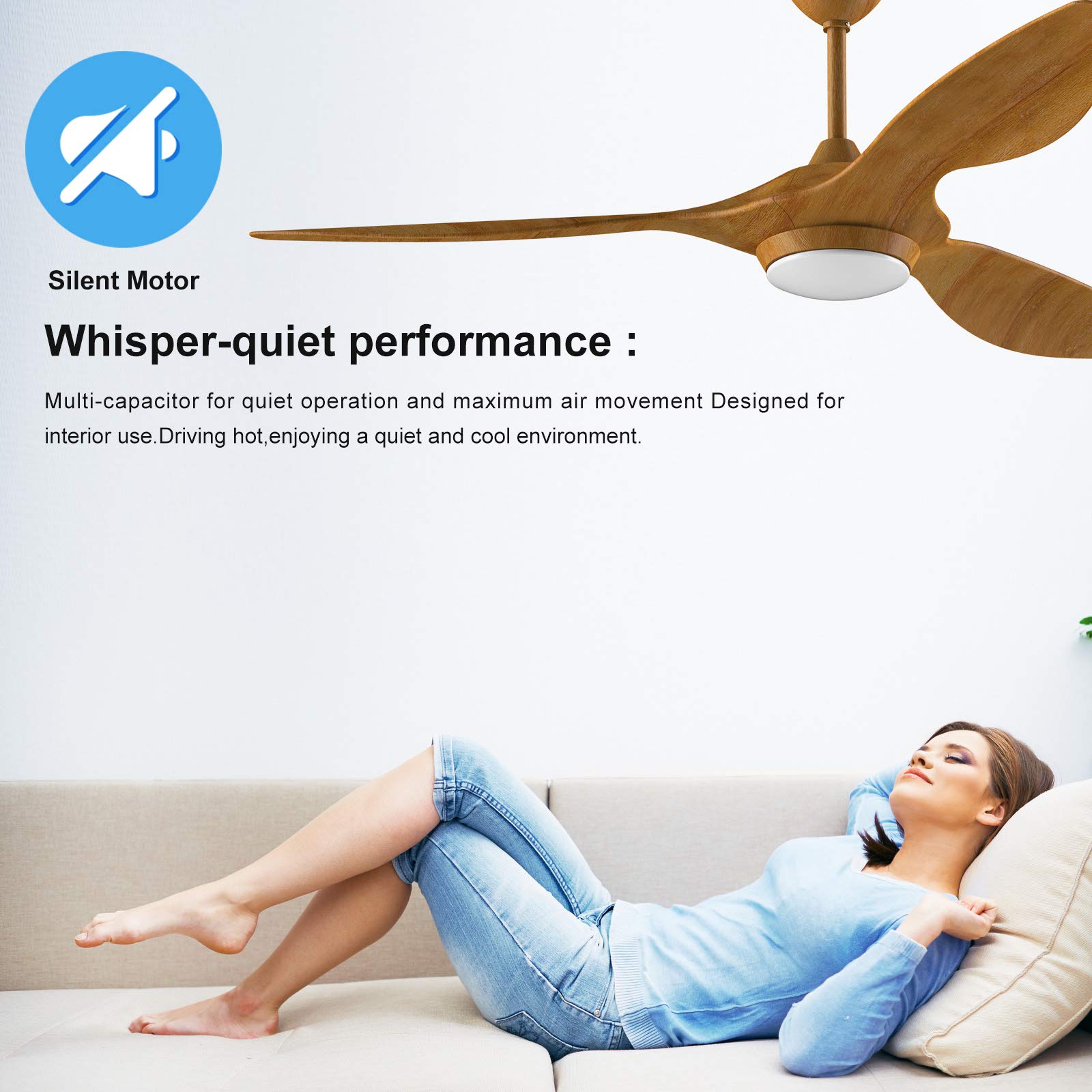 Buy reiga 52in Ceiling Fan with LED Light Kit Remote Control Modern