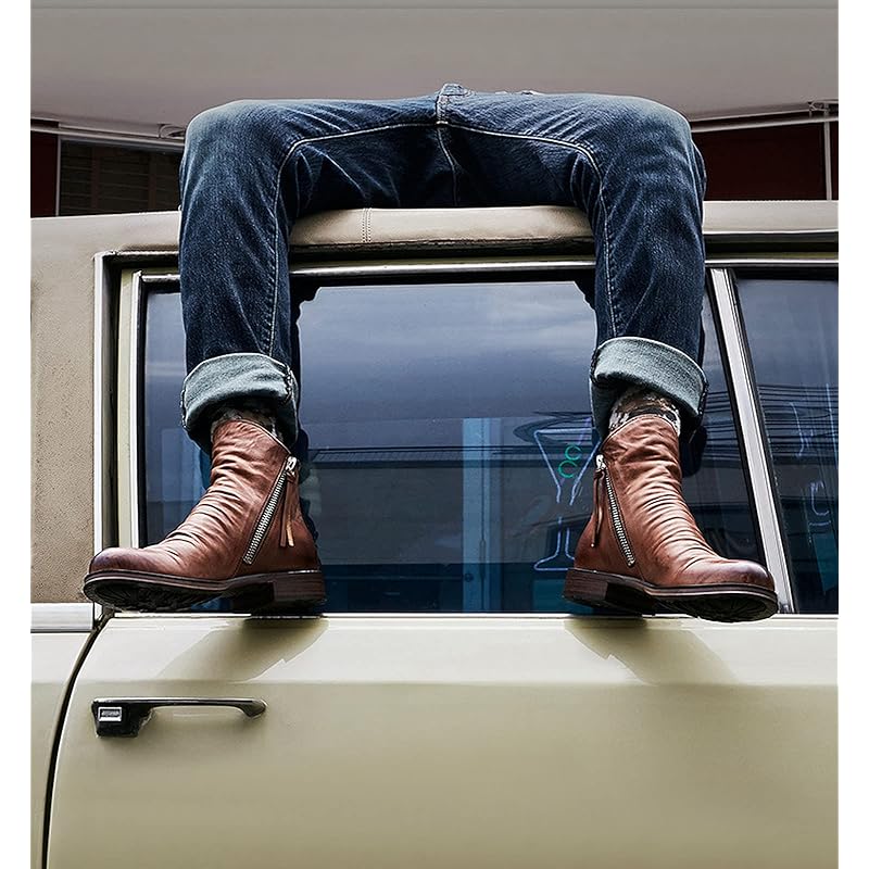 Men�s Distressed Boots Tassel Waterproof Ankle Boot Zipper Men�s Distressed Boots Tassel Waterproof Ankle Boot Zipper