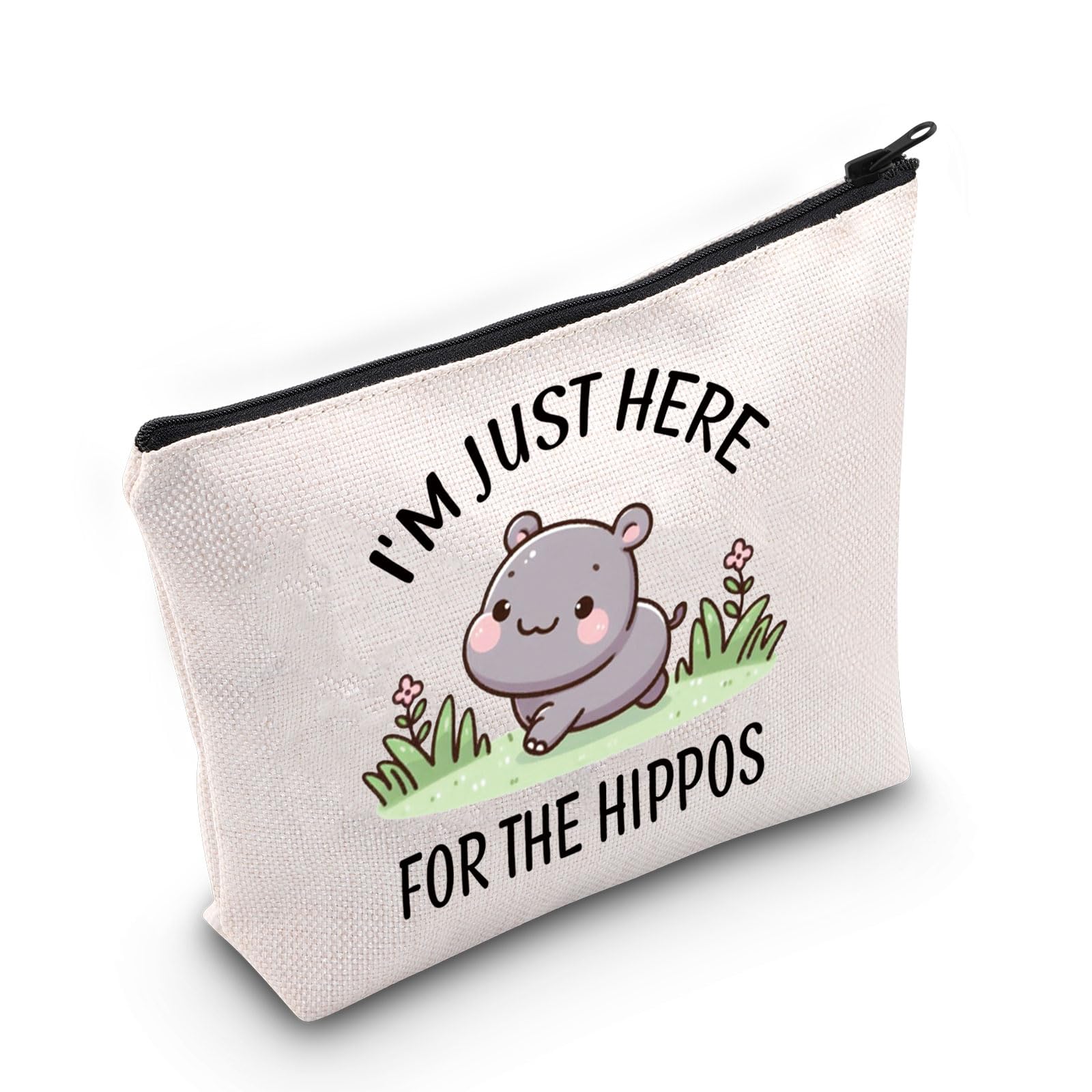 JNIAPHippo Gifts I'm Just Here For The Hippos Cosmetic Bag Animal Lover Gift (The Hippos Bag)