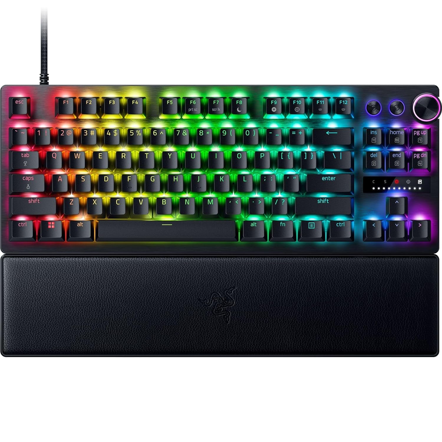Razer Huntsman V3 Pro TKL Gaming Keyboard: Analog Optical Switches w/Rapid Trigger & Adjustable Actuation - Media Keys & Dial - Doubleshot PBT Keycaps - Aluminum Top Plate - Wrist Rest - Black Huntsman V3 Pro - TKL Analog Switch Black - RGB
