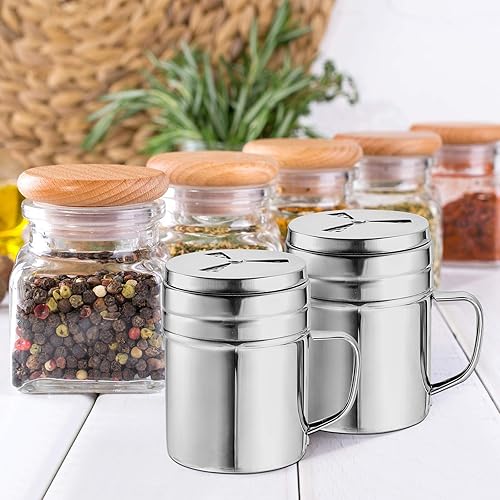 Miniatura 4 de Botella de condimentos con asa de acero inoxidable, 3 piezas, mezclador de especias versátil de metal con tapa giratoria para cocinar utensilios de