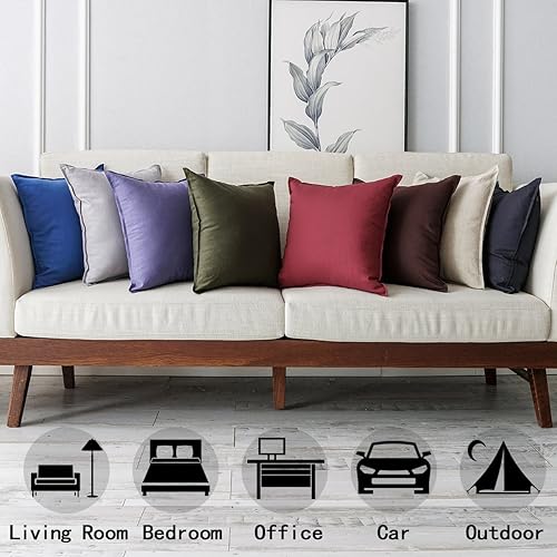 Miniatura 7 de Jeanerlor Funda de almohada decorativa de lino y algodón de 20 x 20 pulgadas (50 x 50 cm) para sofá y sala de estar, duradera, elegante y cómoda,