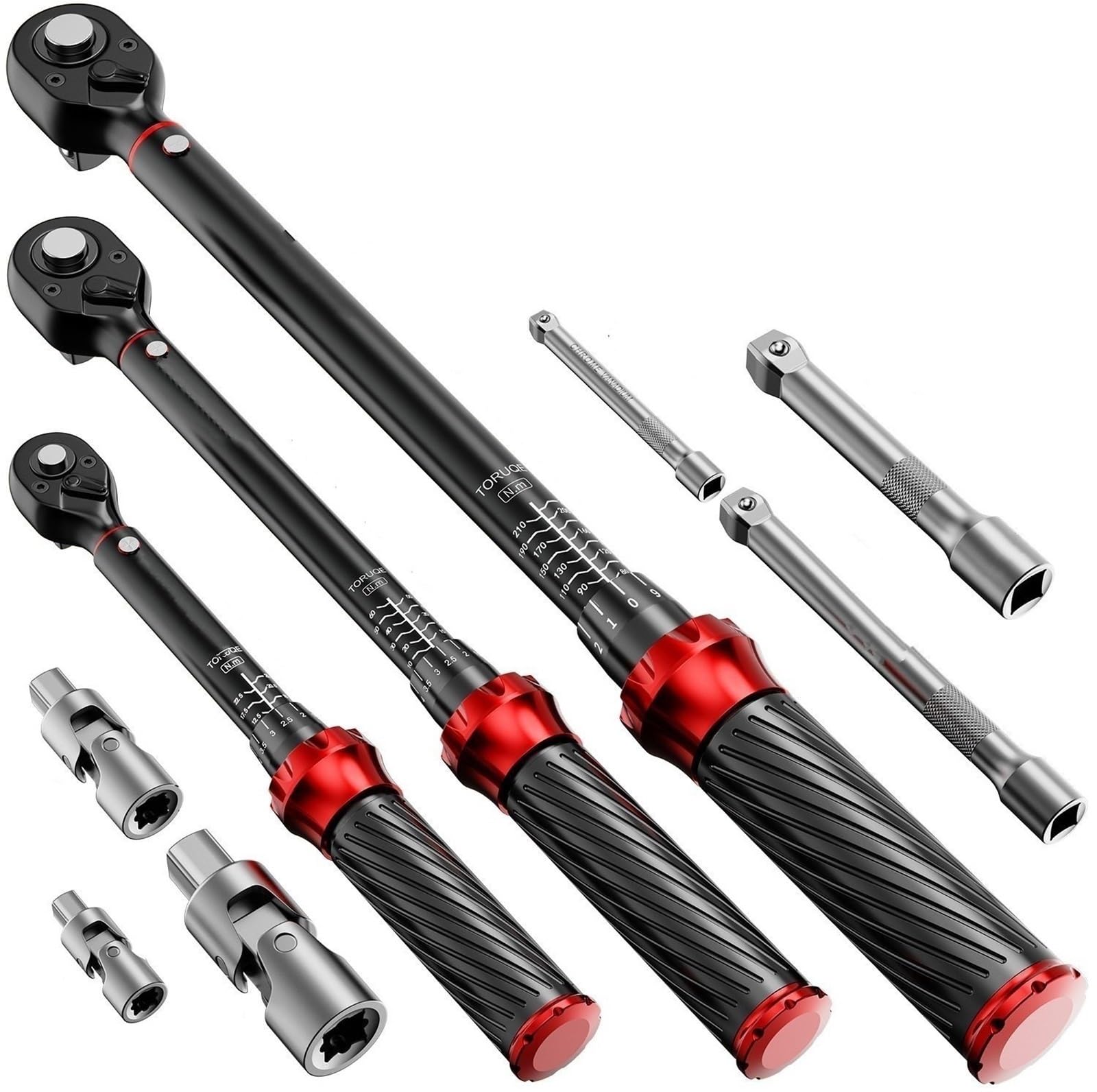 OLAQWENB Torque Wrenches Mechanical Torque Wrench Set 6 Pcs 5-220N.m for Motorcycle Auto Repair Tools Kit Precision Torque Wrench(9PCS(BL))