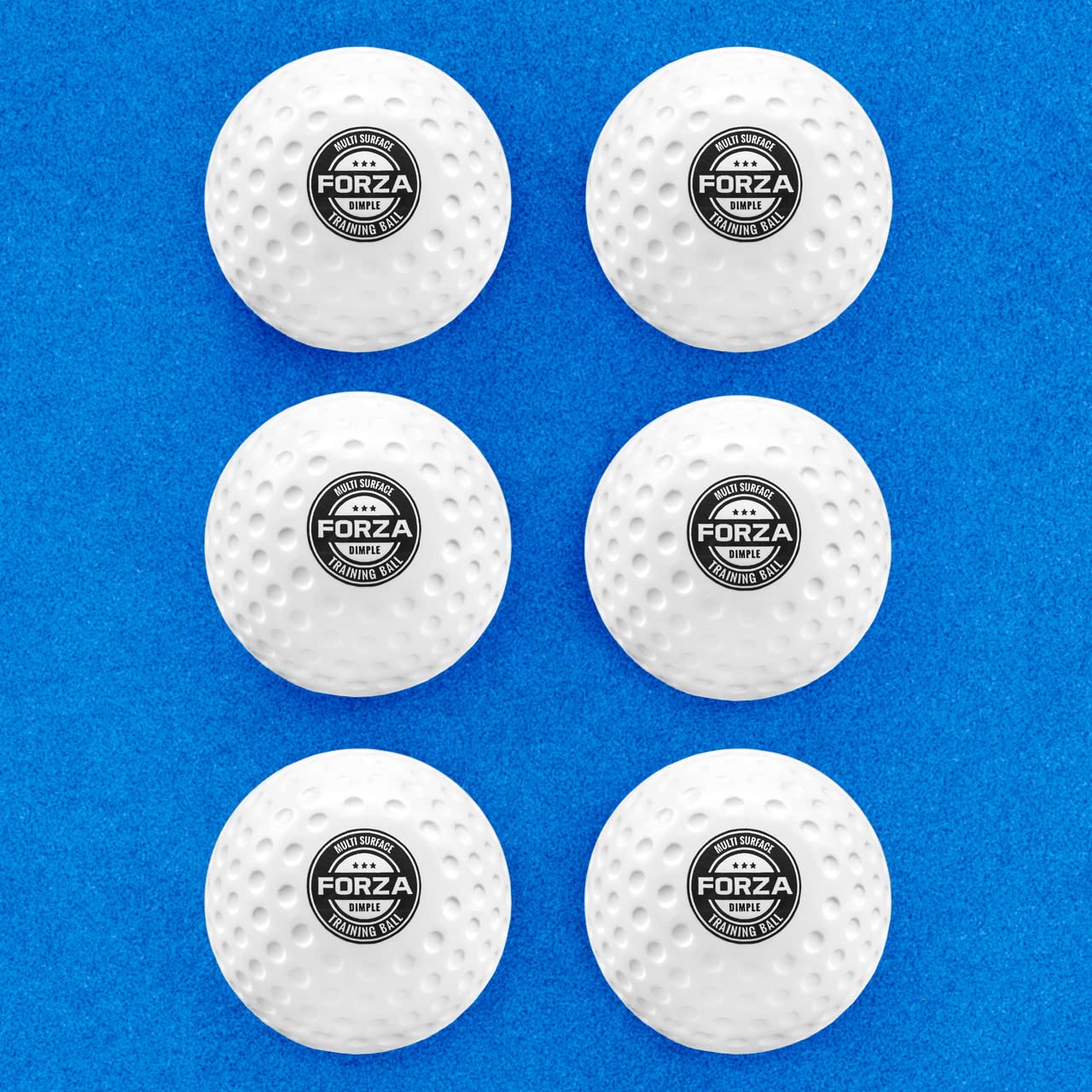 FORZA Match & Training Hockey Balls - Dimpled & Smooth | Complete Range - Tried & Tested By Hockey Wales (Pack of 6, Dimple Training Ball | White)
